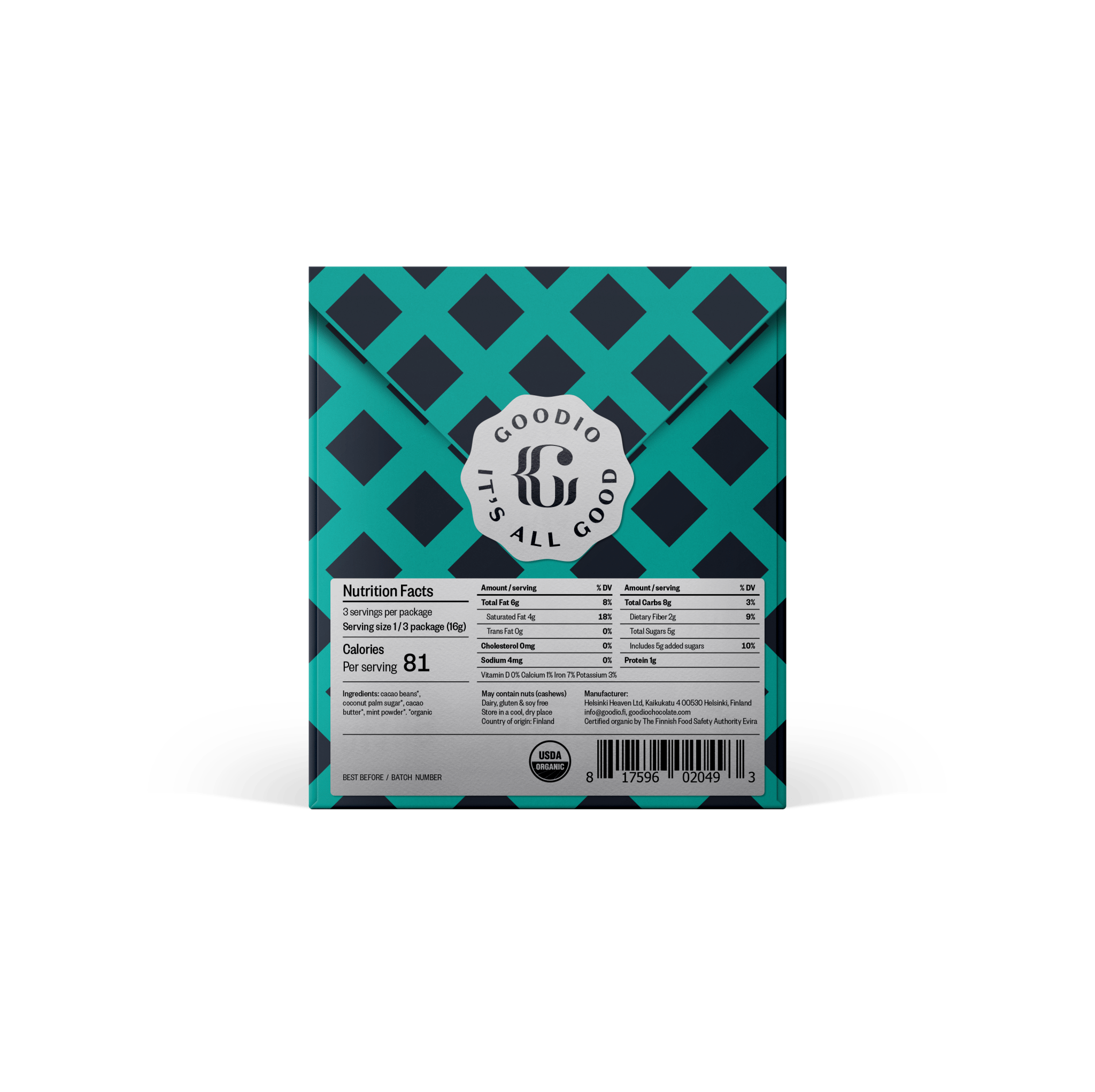 Mint Chocolate 65% - Goodio USAOrganic & Vegan Chocolate