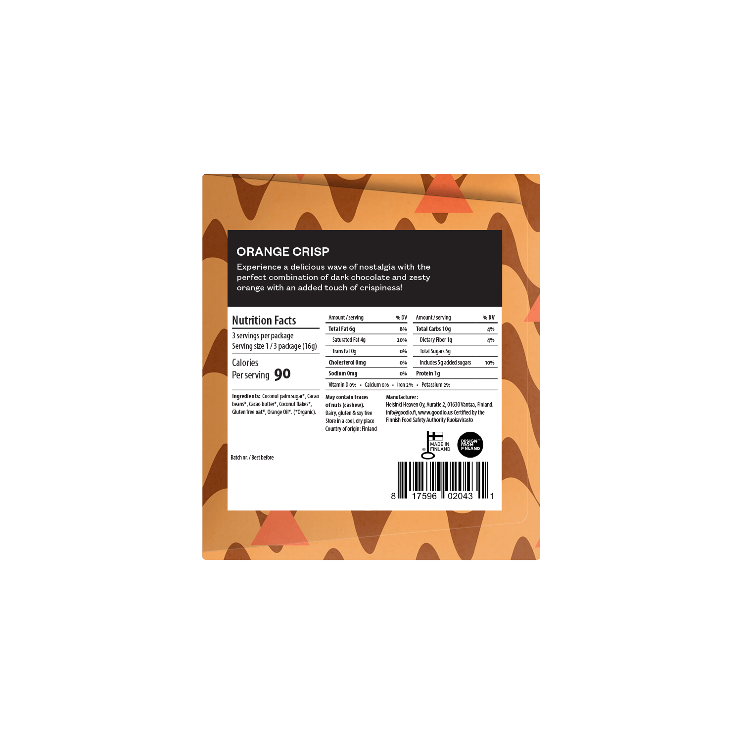 Pre - order Orange Crisp Chocolate 35% - Goodio USACraft Chocolate