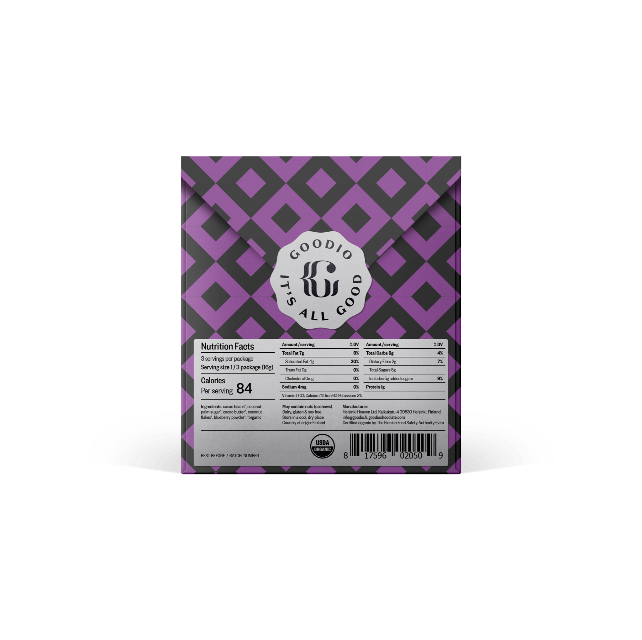 Wild Blueberry Chocolate 61% - Goodio USAOrganic & Vegan Chocolate